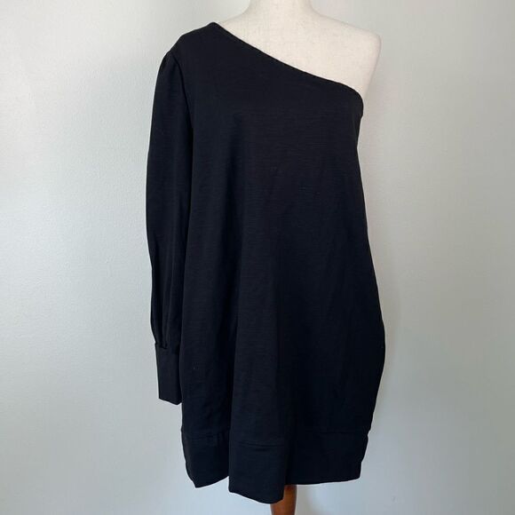 NWT Free People One Shoulder Black Top Size L - Picture 1 of 9
